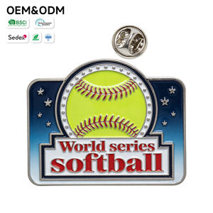 Insignia de recuerdo de softbol personalizada de aleación de zinc, pin coleccionable para torneos, accesorio para aficionados al deporte, insignia de softbol de la Serie Mundial - Product Image 1