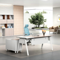 Bureau de direction moderne de luxe en bois, sur mesure, avec tiroirs de rangement