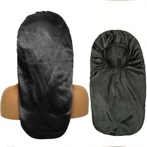 Bande élastique large personnalisée en satin pour dreadlocks longs et bonnet avec attaches extensibles pour tresses, grand bonnet de nuit pour le soin des cheveux - Product Image 3