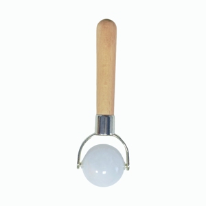 ลูกกลิ้งนวดหน้าหยกขาวธรรมชาติพร้อมด้ามไม้ - Product Image 1