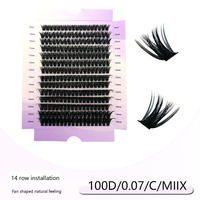 Cils synthétiques segmentés pour le commerce transfrontalier, faux cils à bouquets individuels, naturels, bouclés, épais, style européen, très demandés pour le DIY