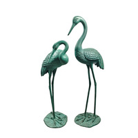 Statues d'héron en aluminium, sculpture de grue en métal, paire, ornement de jardin extérieur, étang, pelouse, décoration vintage rustique, oiseau aquatique, cadeau