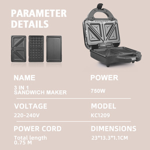 DSP <b>3</b> <b>In</b> <b>1</b> Breakfast <b>Maker</b> Multifunction Sandwich <b>Waffle</b> <b>Maker</b> Electric Household Nonstick Cooking Appliance - Product Image 4