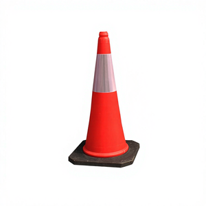 Big Speed 75cm High-Intensity Prismatic Reflective Square Plastic PE Road Traffic Cone No Power Required Steady Traffic Warning
