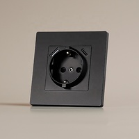 Puerto USB de alimentación europea, enchufe de pared eléctrico, enchufe alemán Schuko 2P + E con USB tipo A, enchufes de pared tipo C, negro mate
