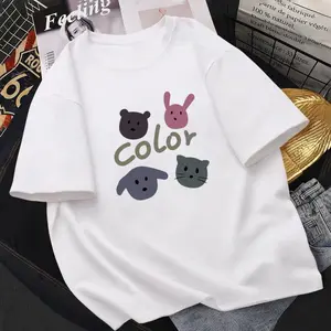 T-shirt femme dessin animé bonne qualité coloré style coréen été Baggy graphique t-shirt femme