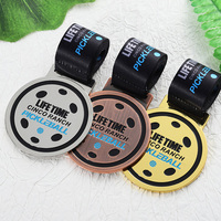 Médaille de pickleball personnalisée en alliage de zinc, plaquée or, argent, cuivre, médailles 3D de pickleball sur mesure