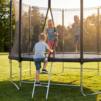 Trampoline ovale 8x13 pieds avec filet de sécurité et échelle pour enfants et adultes, cadre galvanisé robuste, certifié TUV