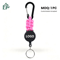 Porte-clés rétractable robuste avec mousqueton, porte-badge extérieur, enrouleur de badge d'identification, cordon en PVC extensible, anneau porte-clés, accessoire de camping