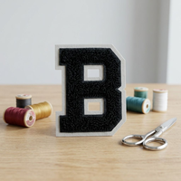 Patch en chenille noir lettre B, thermocollant ou à coudre, style universitaire, pour vestes et sweats à capuche