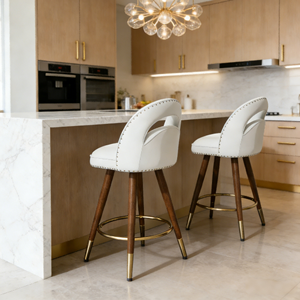 Juego de 2 Taburetes de Bar Modernos de 24 Pulgadas con Altura de Mostrador, Patas de Acero Sólido, Silla de Bar para Hotel y Restaurante - Product Image 4