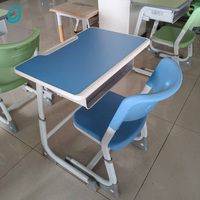 Ensemble chaise et bureau d'école réglables à une place, bureau en plastique avec structure métallique, mobilier d'apprentissage pour enfants pour la maison et la salle de classe