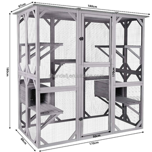 SDCH011 Luxury Outdoor Tree House Wood Enclosure for Multiple Cats <b>Tarp</b> Roof Button Walk-In Animal Pet Furniture - Product Image 4
