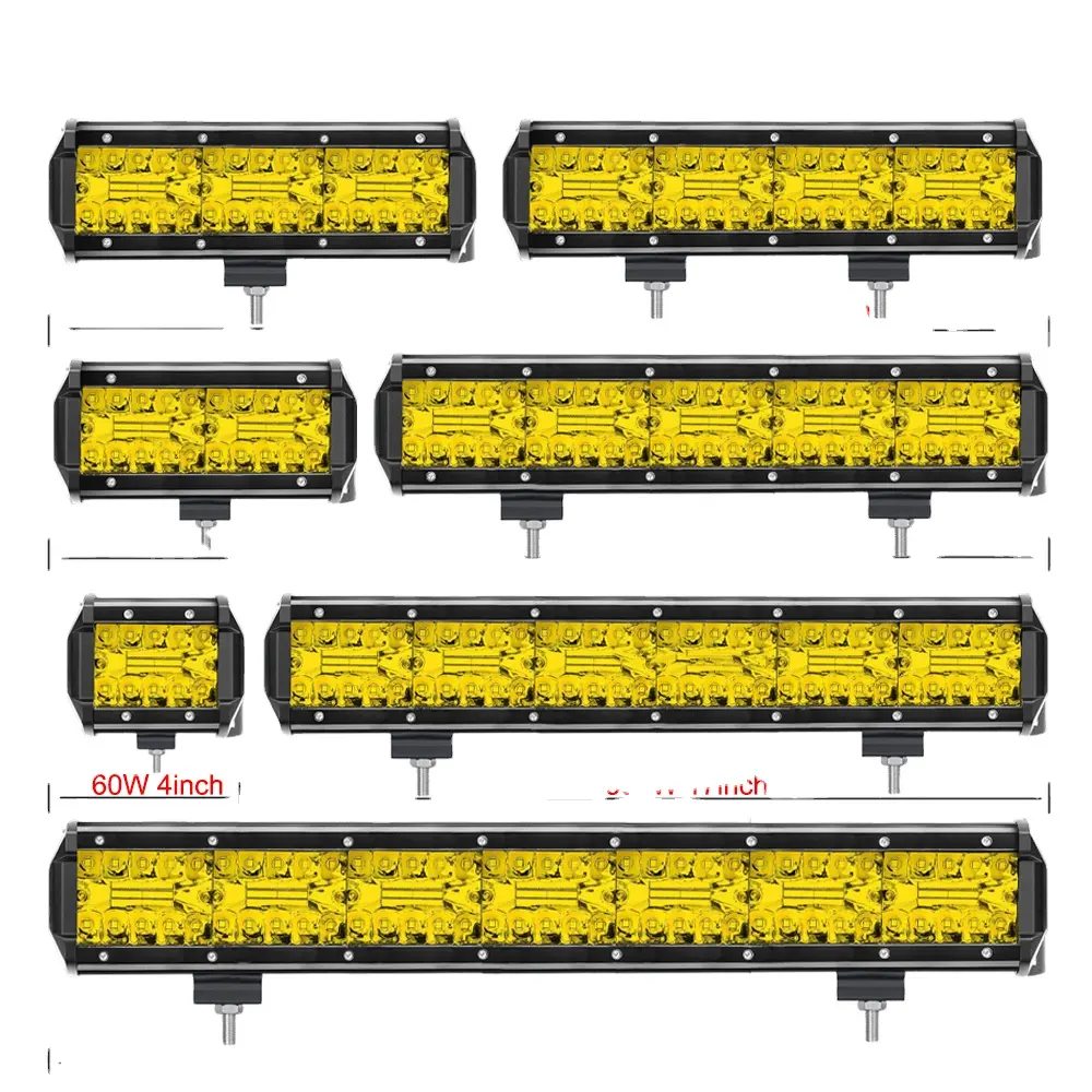 Lkt Amarelo Offroad LED Bar 4-20 polegadas 12V 24V LEVOU Barra de Luz para o Carro Turck Boat Tractor 4x4 Atv Ponto Flood LED Trabalho Barra de Luz
