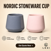 Tasse en grès facetté style nordique 200 ml, intérieur brillant rose ardoise, pour café, salon de thé, bar à domicile, cadeau, hall, buffet, terrasse LEXI