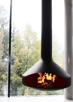 Cheminée murale décorative moderne suspendue à bois, avec foyer en verre flottant en acier au carbone, 1000 mm