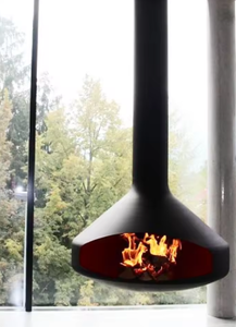 Cheminée suspendue décorative en acier <span class=keywords><strong>au</strong></span> carbone flotté avec <span class=keywords><strong>foyer</strong></span> en verre, 1000 mm, pour bois ou <span class=keywords><strong>gaz</strong></span> - Product Image 5