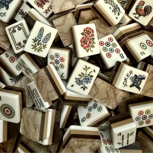 Sistema Profesional de Mahjong de 166 Piezas con Diseño de Vetas Líticas y Matriz de Resina Mármolificada con Laminación Tectónica Stratificada - Product Image 3