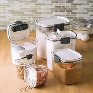 BPA-freie, freundliche Küche Langlebiges Kunststoff-Trocken getreide Luftdichte Vorrats behälter für Lebensmittel mit Deckel