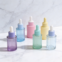 Emballage de luxe pour cosmétiques et soins de la peau avec impression de logo en couleur personnalisée, flacon compte-gouttes en verre cylindrique de 10, 30, 50 ml pour huiles essentielles