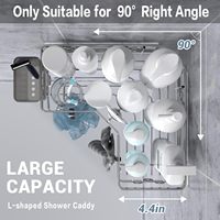 Étagère d'angle de douche pour salle de bain, lot de 2, sans perçage, en métal, avec crochets et support pour dentifrice