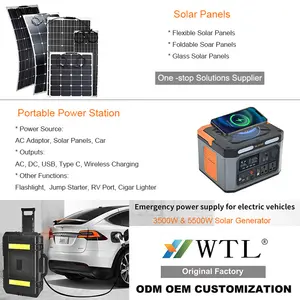 WTL Generadores solares 300W 500W 1000W 1500W 2000W 3000W 5000W 10000W UPS Batería al aire libre Estación de energía portátil con paneles solares