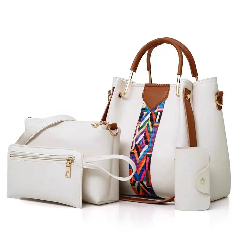 Sympathybag Bucket bag class woman handbag 4pcsset Printing Retro Solid Color Pattern Hand Bag Shoulder Bag Card Package