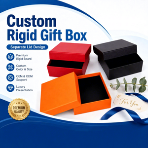 Boîte cadeau rigide personnalisée en carton gris gaufré avec doublure intérieure noire, idéale pour les besoins d'emballage de taille moyenne - Product Image 1