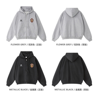 Sudadera con capucha de invierno para hombre, estilo hip hop, gruesa de 440 g, con cremallera, hombros caídos, estampado DTG, corte holgado