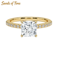 Bague de Mariage en Moissanite Taille Princesse Couleur D VVS Plaqué Or 18K pour Femme en Argent Sterling 925 Options 1-5 Carats Commandes Personnalisées