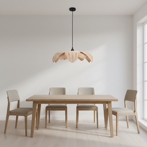 Lampada da Soffitto a Forma di Petalo di Design con <span class=keywords><strong>Paralume</strong></span> in Rattan Naturale per Illuminazione Interna Multi-scena - Product Image 3