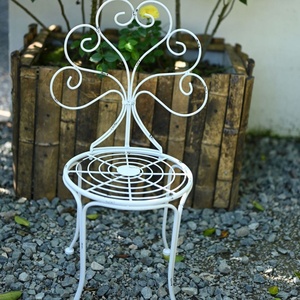 Muebles <span class=keywords><strong>de</strong></span> Patio Rústicos Franceses, Sillas <span class=keywords><strong>de</strong></span> Bistró <span class=keywords><strong>de</strong></span> Hierro Forjado, Cómodas para Comer, Blancas, Impresas con Protección UV, Resistentes al Agua, Duraderas, para Jardín y Exteriores - Product Image 2