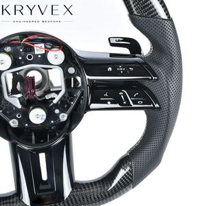 Volant en fibre de carbone 100% réelle + cuir Kryvex pour Mercedes-Benz GLC GLE450 C63 C450 E63 W213 A250 <span class=keywords><strong>AMG</strong></span> Sport etc. - Product Image 4