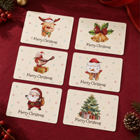 Cartes de Noël en aquarelle mignonnes et variées, cartes en papier illustrées festives avec des motifs d'arbre de Noël, de cloche et d'oiseaux pour les vœux de fêtes
