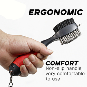 <b>Golf</b> Cleaning Brush With Anti Slip Handle And Carabiner For <b>Golf</b> Club Maintenance Blue Gray Red Black Orange Red Colors - Product Image 3