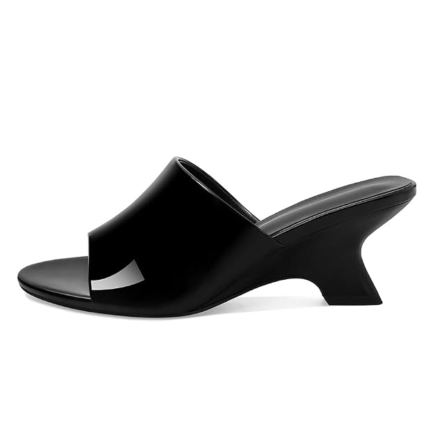 Peep Toe Wedges Sandals for Women Kitten Heel Mule Sandals Comfortable Dres Summer Slide Sandal