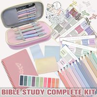 Articles de papeterie en gros et ensembles de fournitures scolaires, accessoires religieux roses, onglets pour cahiers, surligneurs, stylos, cadeaux chrétiens
