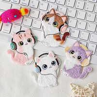 Écussons brodés sur mesure en tissu, à thermocoller, motif chats, étiquettes personnalisées animaux avec velcro pour vêtements et sacs d'enfants