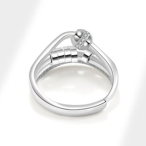 Anillo Giratorio Antiestrés Multi-Lager con Cuentas, Ajustable, con Zirconia Engastada, de Cobre con Baño de Rodio, Joyería Inalterable para Mujer - Product Image 4