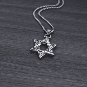 Collar con Colgante de Estrella Hexagonal de Moda Personalizada para Hombre, Collar con Colgante de Acero Inoxidable Plateado, Accesorios de Joyería para Hombre - Product Image 4
