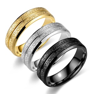 Hot Selling Stainless Steel Frosted Gold Plated <strong>Plus</strong> <strong>Size</strong> Couple <strong>Ring</strong> Non Fading Statement Wedding Gift <strong>Ring</strong> for Men and Women - Product Image 1