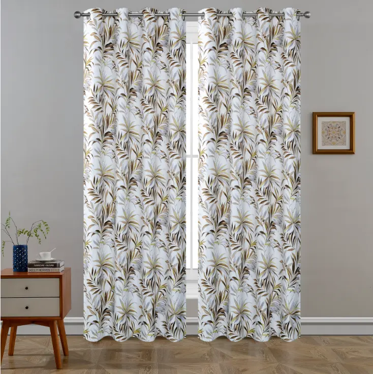 OEKO TEX 100% polyester european luxury style natural pattern printed curtain for living room