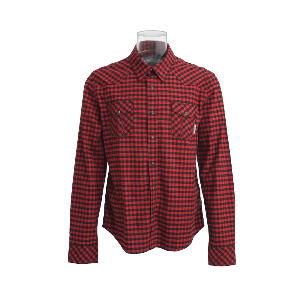 Anti-pilling Fashionable Red Stripe Plaid Long Sleeve Formal Business Dress Shirts Men's Casual Shirt