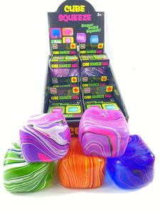 Balle anti-stress carrée extensible en forme de cube, à remontée lente, aux couleurs tourbillonnantes, en sucre de maltose glacé, jouet sensoriel - Product Image 4