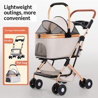 Poussette pour animaux de compagnie multifonctionnelle, légère, pliable à 4 roues, réglable, confortable, lavable, imperméable, grande capacité, portable