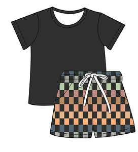 Nuovo Arrivo <span class=keywords><strong>Completo</strong></span> 2 Pezzi per Neonati Maschi: T-shirt <span class=keywords><strong>a</strong></span> Maniche Corte e Pantaloncini <span class=keywords><strong>a</strong></span> Quadri Personalizzabili – Set Comodo per Tutti i Giorni - Product Image 4