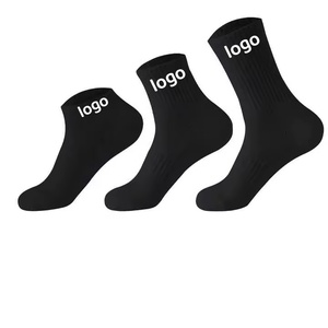 Men's Casual Mid-Calf <b>Socks</b> <b>Black</b> Anti-Bacterial Cotton Crew with Logo on Cuff Knitted Technique High Quality - Product Image 1