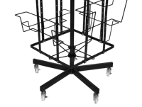 Rak pemutar logam bulat dengan jaring kawat gaya lantai Pegboard layar putar Organizer untuk boneka eceran dan rak aplikasi