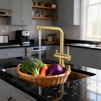 Robinet de cuisine classique anti-rouille en acier inoxydable SUS 304 à 5 voies pour purificateur d'eau (eau pure, eau gazeuse, eau chaude, eau froide et eau glacée) - Pièces de filtre à eau