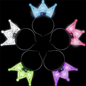 Light up LED Crown Tiara Princess Headbands Banda para la cabeza que brilla con pilas para Festival Girls Boys Birthday Costume Party Favor